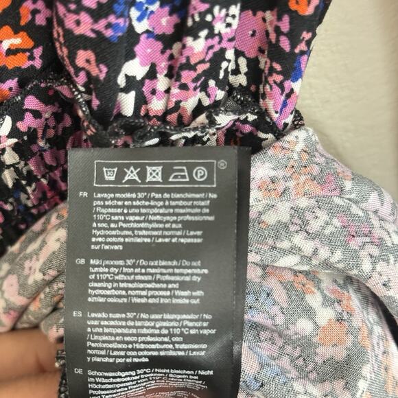 Maje Rayemi Midi Dress Size 36 Noir Rose Floral Print Asymmetric Girly Summer - Picture 11 of 16